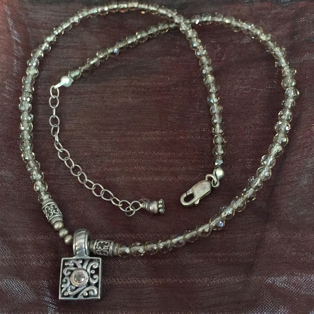 Barse 925silver & semiprecious faceted taupe beads